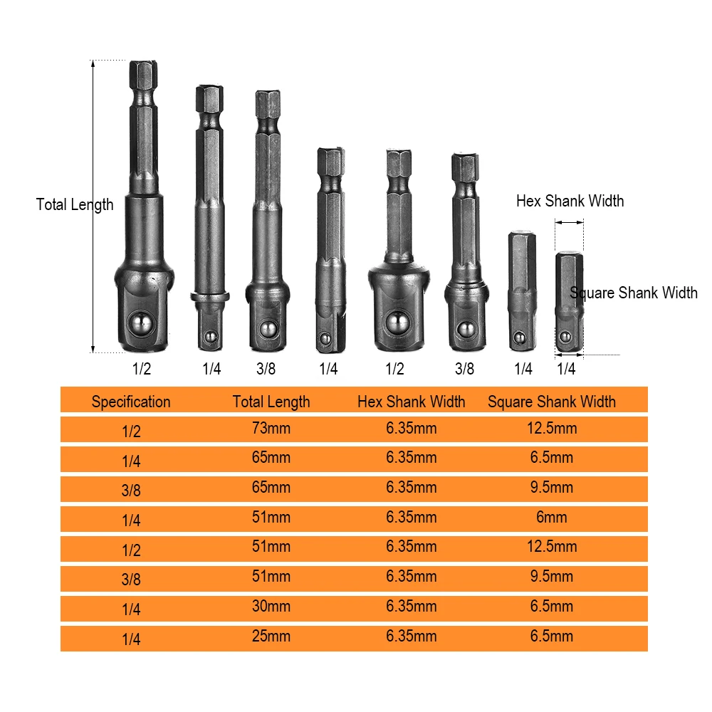 

JelBo 1/4" 3/8" 1/2" Connecting Rod Head Extension Electric Drill Bits Bar Wrench Screwdriver Extension Rod Power Tool
