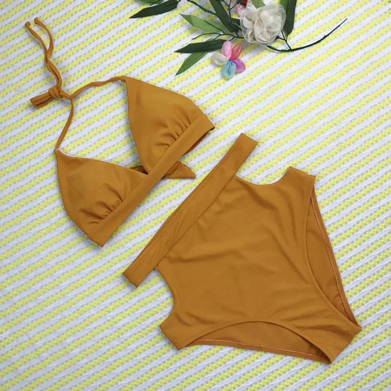 

Black Yellow Bikini Set Brazilian Swimwear Women High Waist Swimsuits 2019 biquini maillot de bain femme