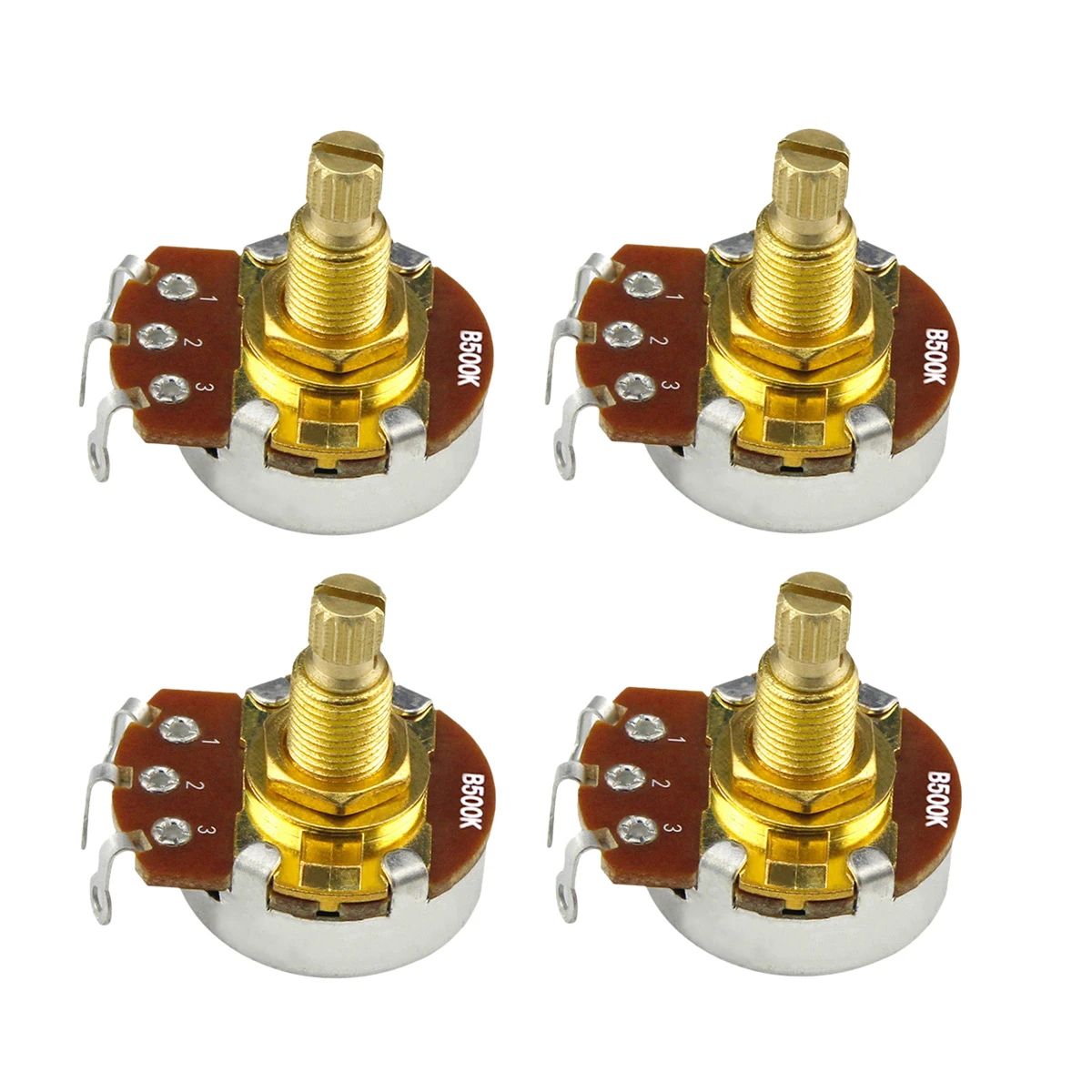 Guitar Potentiometer Audio Volume&Tone Pots Switch Control A500k Split Shaft Taper Potentiometers Gold Pack Of 10