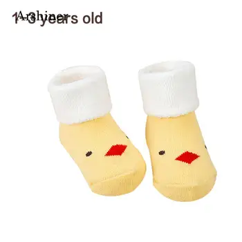 

Thickening Unisex Warm Anti-Slip Autumn Length Fashion Winter Cartoon Print Mid Socks Yellow Terry Baby Casual