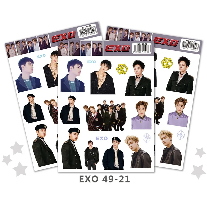 

10 sheets/lot KPOP EXO Sticker TOY XIUMIN SUHO LAY BAEKHYUN CHEN CHANYEOL D.O. KAI magic 3d wall stickers for journal kids rooms