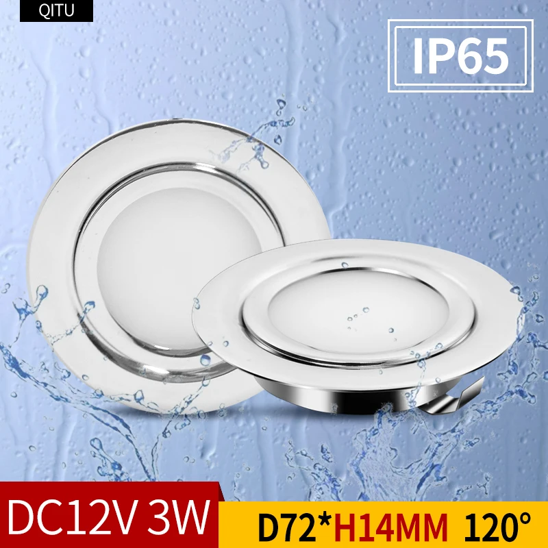 Refletor LED externo IP65 à prova d'água de aço inoxidável para banheiro doméstico, teto embutido mini downlight ultrafino 12V RV decoração de iate modificada luz de gabinete redonda embutida