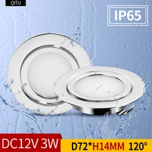 Refletor LED externo IP65 à prova d'água de aço inoxidável para banheiro doméstico, teto embutido mini downlight ultrafino 12V RV decoração de iate modificada luz de gabinete redonda embutida