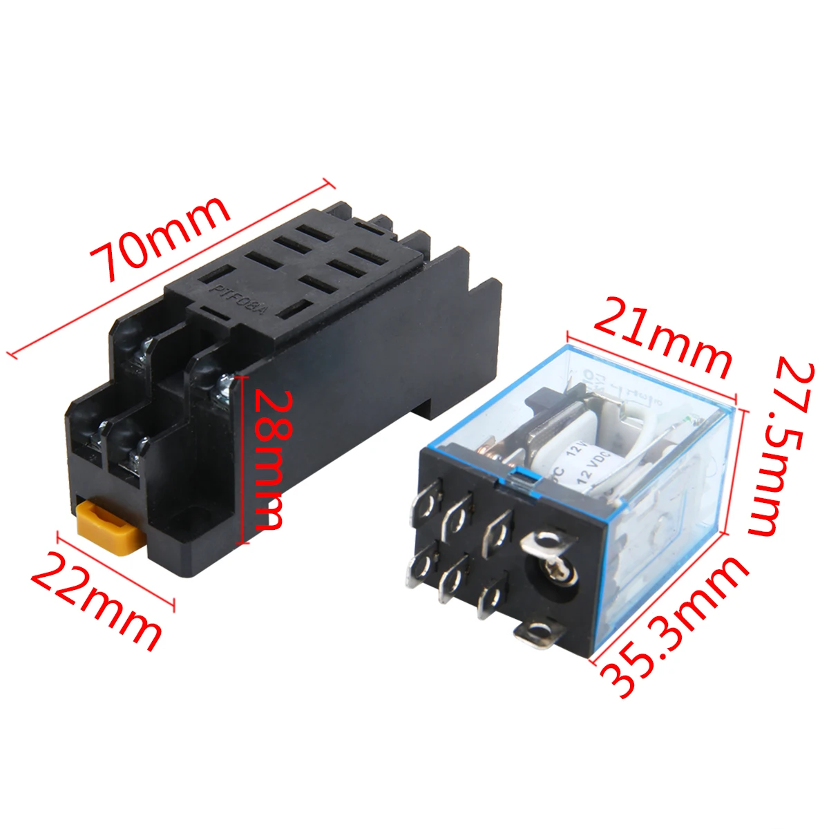 5 комплектов реле мощности катушки 12 В постоянного тока LY2NJ DPDT 8Pin HH62P JQX 13F с базой