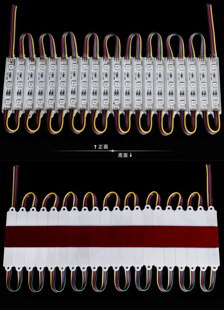 600 шт./лот ip68 smd 5050 Светодиодный модуль 3 светодиодный s на чип водонепроницаемый светодиодный модуль rgb 20 шт на нитку 12 В для рекламной доски