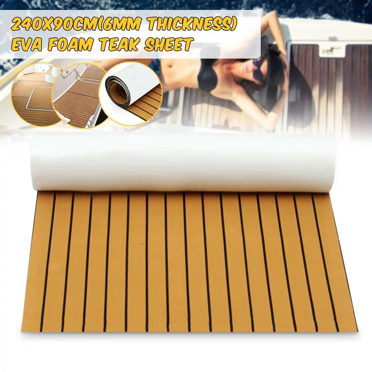 

Self-Adhesive 900x2400x5.5mm EVA Foam Teak Boat Flooring Sheet Yacht Synthetic Teak Decking Pad Marine Accessories