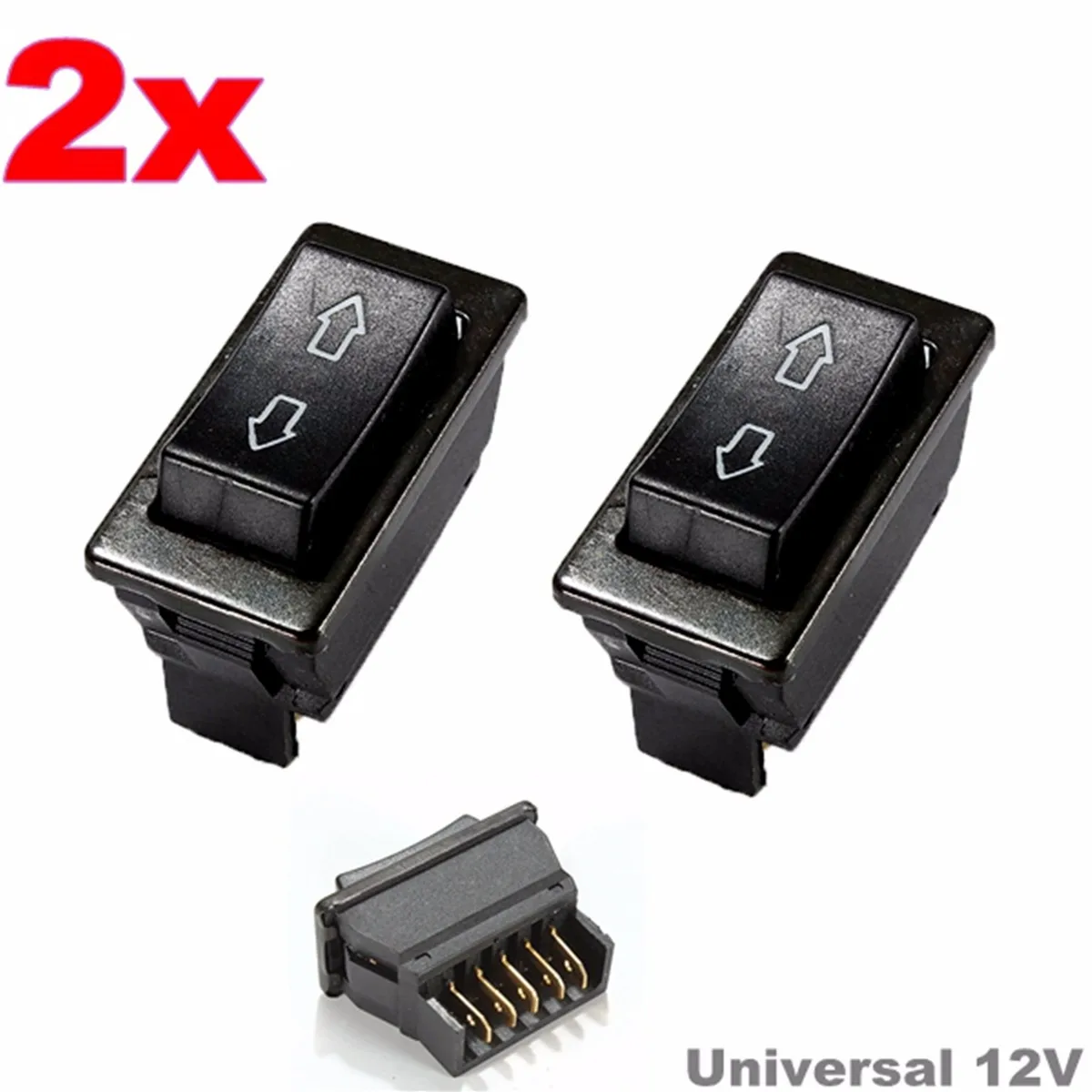 2pcs Universal 5pin DC 12V 20A Momentary Power Window Rocker Switch Controller