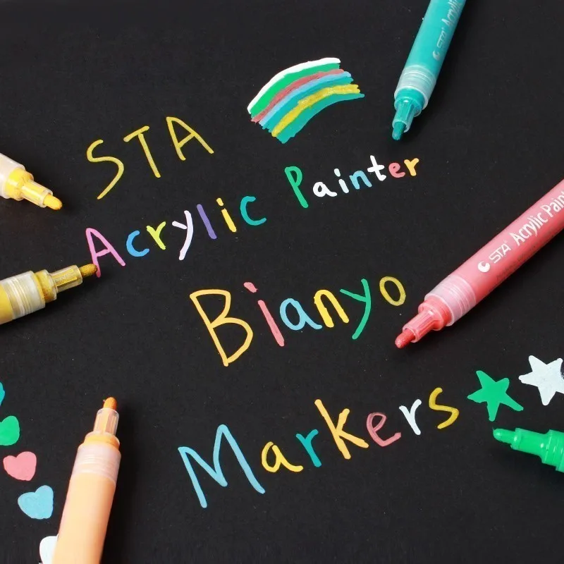 Najtaniej 12 24 kolorów zestaw STA akrylowy marker permanentny do ceramicznego szkła rockowego kubek porcelanowy z drewna na płótnie