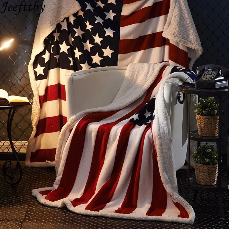 Двухслойный толстый, США, Великобритании, Англии, британский флаг, флис, шерпа, плюш, искусственный мех, ТВ, диван, подарочное одеяло, плед, s 130x160 см