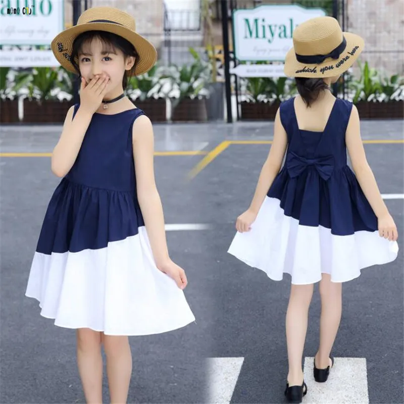 

Children Girl Dress Kids Clothes Summer Sleeveless Bow-knot Teenager Princess Dresses Girl Vestido 4 5 6 7 8 9 10 11 12 Years