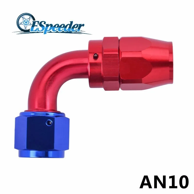 ESPEEDER 10 AN AN 10 90 Degree Oil Hose Swivel Fitting Adapter Aluminum Fuel Line Reusable Pipe