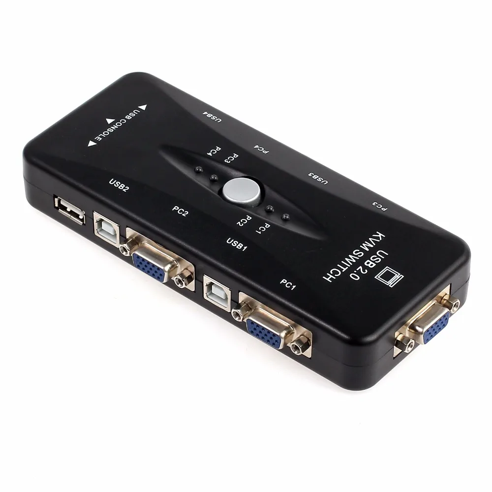 ESYNiC 4 порта USB 2 0 KVM переключатель коробка с Кабели для клавиатуры мышь монитор VGA