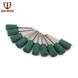 Tête de meulage en caoutchouc, 10mm, 10 à 100 pièces, tête Abrasive cylindrique, outil rotatif Dremel 