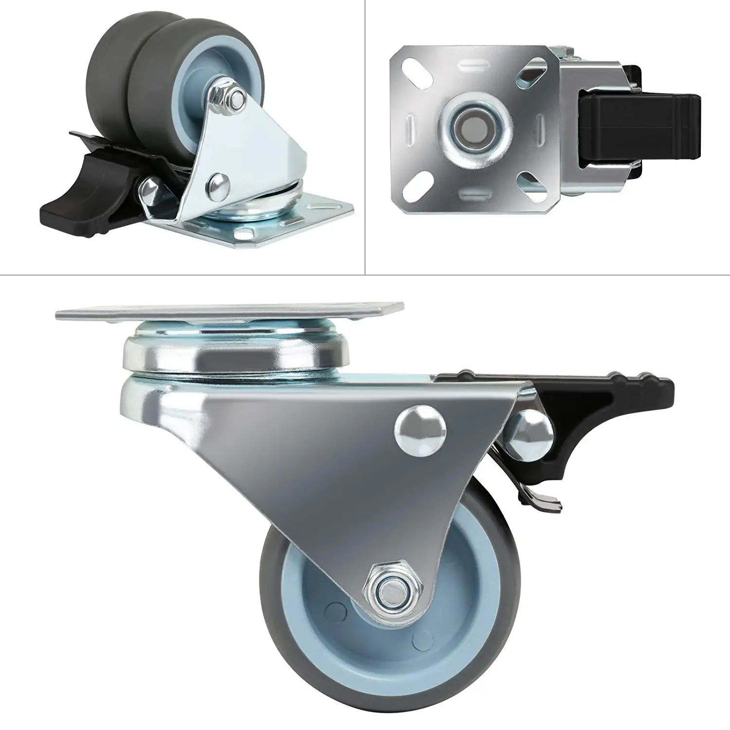 2 Swivel Castors without Brakes Castors for Furniture 40mm/50mm Heavy Duty Wheels for Furniture Furniture Moving Wheels for Pallet Furniture,Trolley,Desk,Cupboard 2 Casters Wheels with Brakes