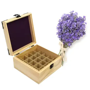 

25 Grids Wooden Essential Oil Storage Box Carrying Case Aromatherapy Organizer Treasure Jewelry Container Durable