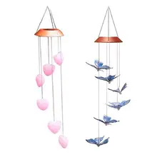 Креативсветодиодный светодиодные Солнечные в форме сердца ветровые колокольчики Подвесные Подарки Подвесные настенные украшения для дома автомобиля Декор сада окна украшения 40