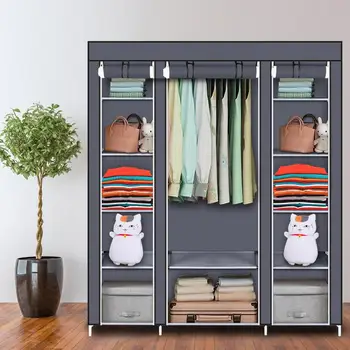 

69" Portable Clothes Closet Wardrobe Storage Organizer with Non-Woven Fabric Quick and Easy to Assemble Extra Strong and Durable