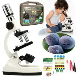 Детский Расширенный Биологический микроскоп, набор инструментов 50X-1200X, Детская домашняя школьная лаборатория, Набор обучающих игрушек