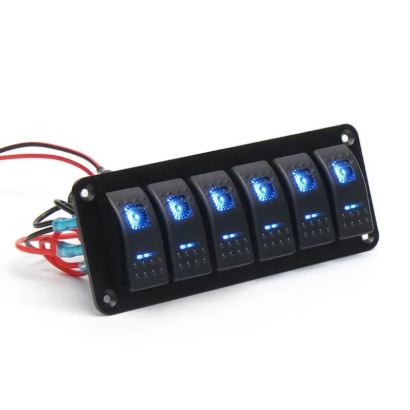 ELEG-6 банды синий светодиодный светильник автомобильный с клавишным переключателем панель Выключатель лодка морской водонепроницаемый
