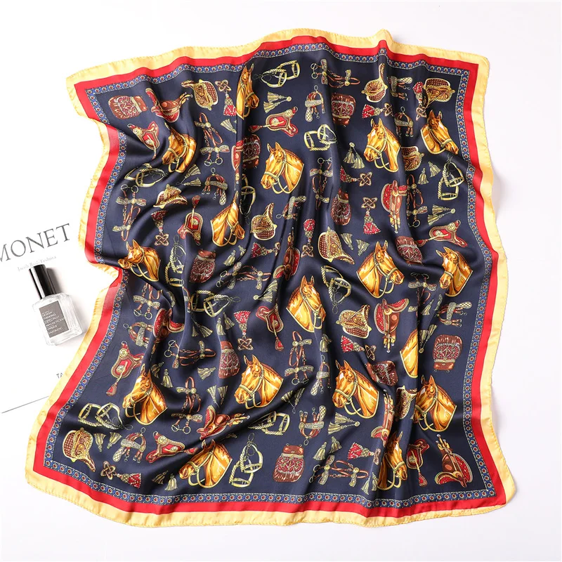 2019 New Women's Silk Scarf Square Headscarf Soft Shawls Wraps Fashion Print Small Office Scarf Hair Scarf Hijab Foulard Bandana
