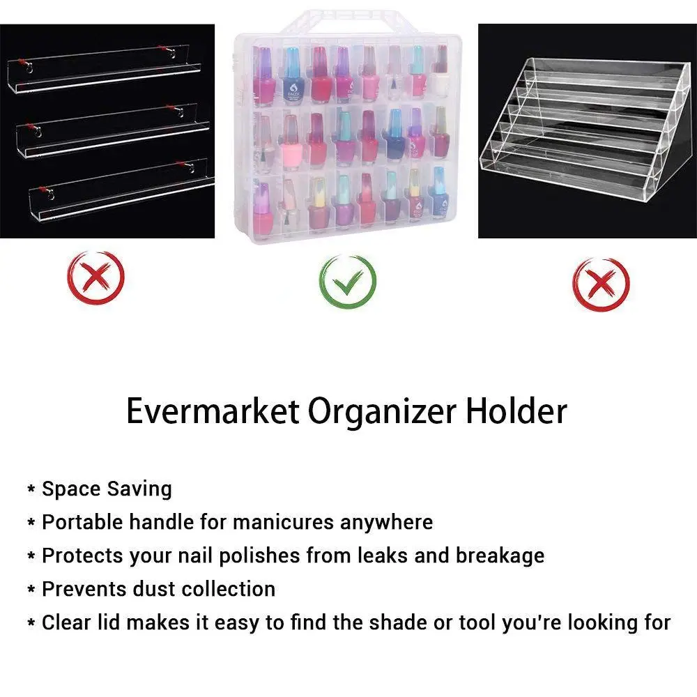  Nail Polish Organizer Holder Portable Universal Clear Double Side Organizer and Thread Storage Case