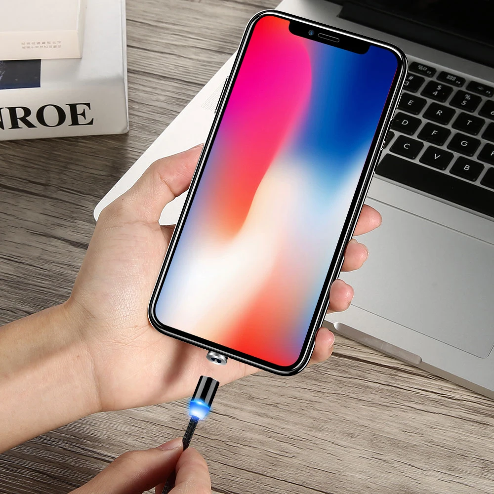 KISSCASE LED كابل مغناطيسي ل فون USB نوع C كابل لسامسونج Xiaomi شاحن هاتف محمول يعمل بنظام تشغيل أندرويد 1 M 2 M المصغّر USB C كابل شحن