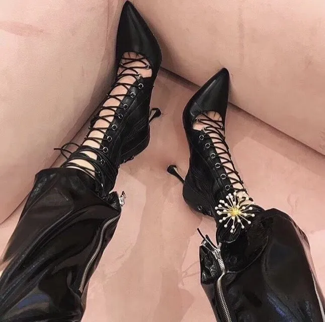 patent Chaussons Catwalk À Bretelles Style Rome Soft Hauts Bottines Découpe Sandales Lacets Femmes Chaussures D'été Sexy Croix gold Leather Femme Pour Spartiates Talons Leather wBUCxtqOx
