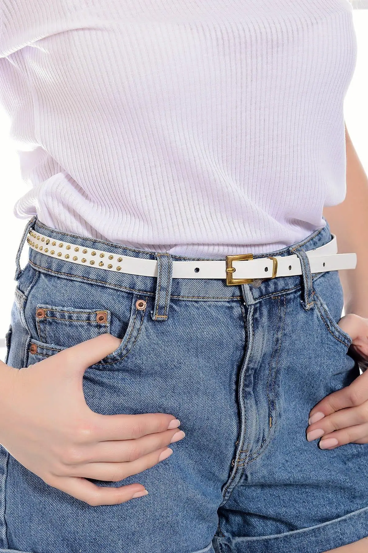 Trend: alacati Style Women White Stone Embroidered Belt ALC-5272 |