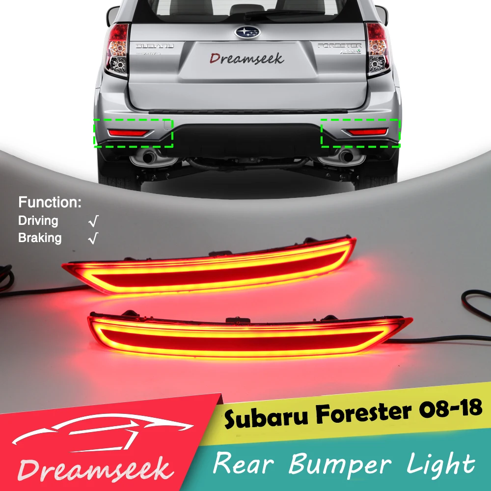  Red LED Rear Bumper Reflector Tail Light For Subaru Forester 2008-2018 Driving Brake Signal Fog Lam - 32991308995