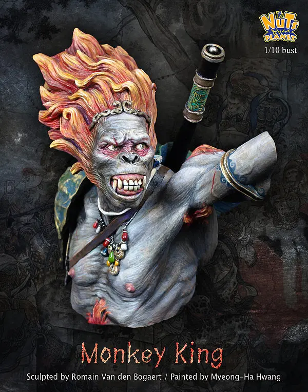 

1/10 Resin Figure Bust India Monkey Wang Science Fiction History Game Role GK White Mold Hand Do Model X62