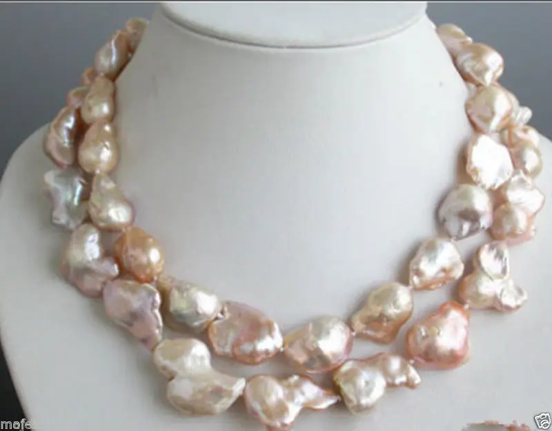 

Large 15-23mm Pink Natural Baroque Freshwater Cultured Pearl Necklace 35" Long