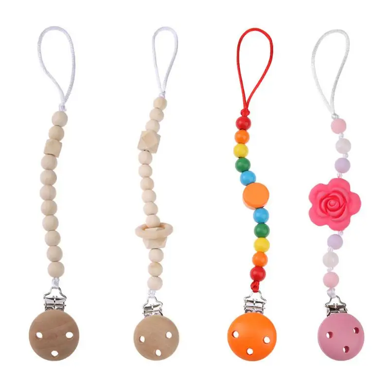 

Newborn Baby Pacifier Chain Clip Infants Nipples Holder Clip Soft Silicone Teether Beads Anti-lost Nipples Chain Chew Teeth Care