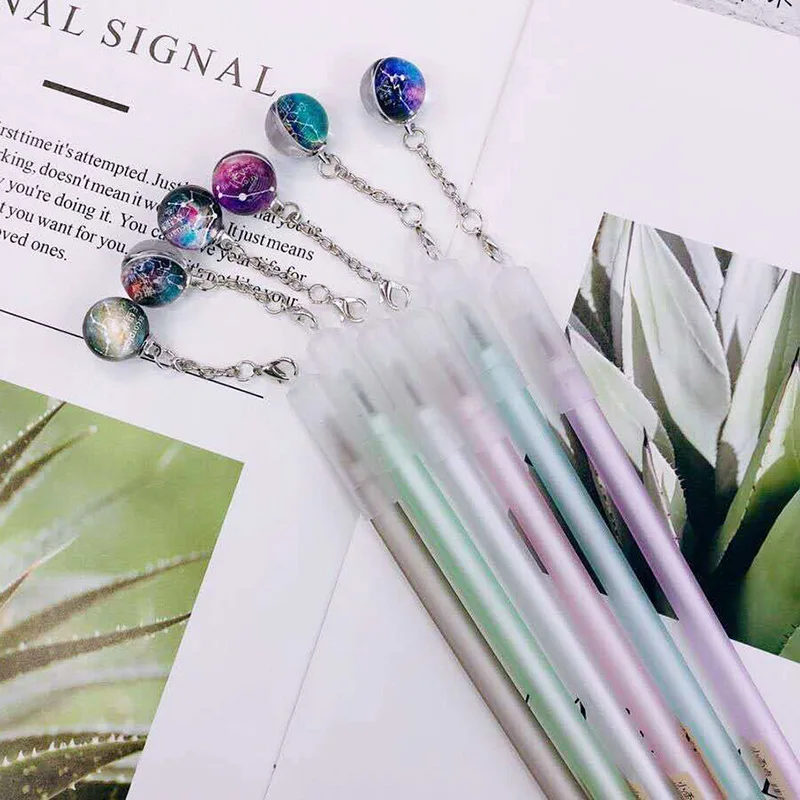 

Cute Constellations Pens Kawaii Glass Ball Neutral Pen Creative Pendant Gel Pens For Kids Gift School Office Supplies Stationery