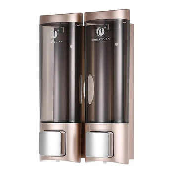 

Chuangdian Wall Mount Manual Soap Dispenser Double Liquid Shampoo Shower Gel Dispenser Champagne
