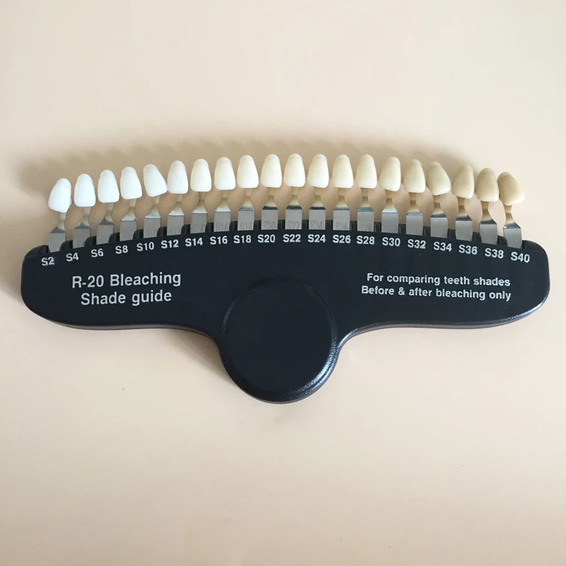 Set di sbiancamento dei denti a 20 colori guida alle tonalità 3D comparatore di colori specchio odontoiatria denti a luce fredda piastra dentale sbiancante bianca - immagine 3