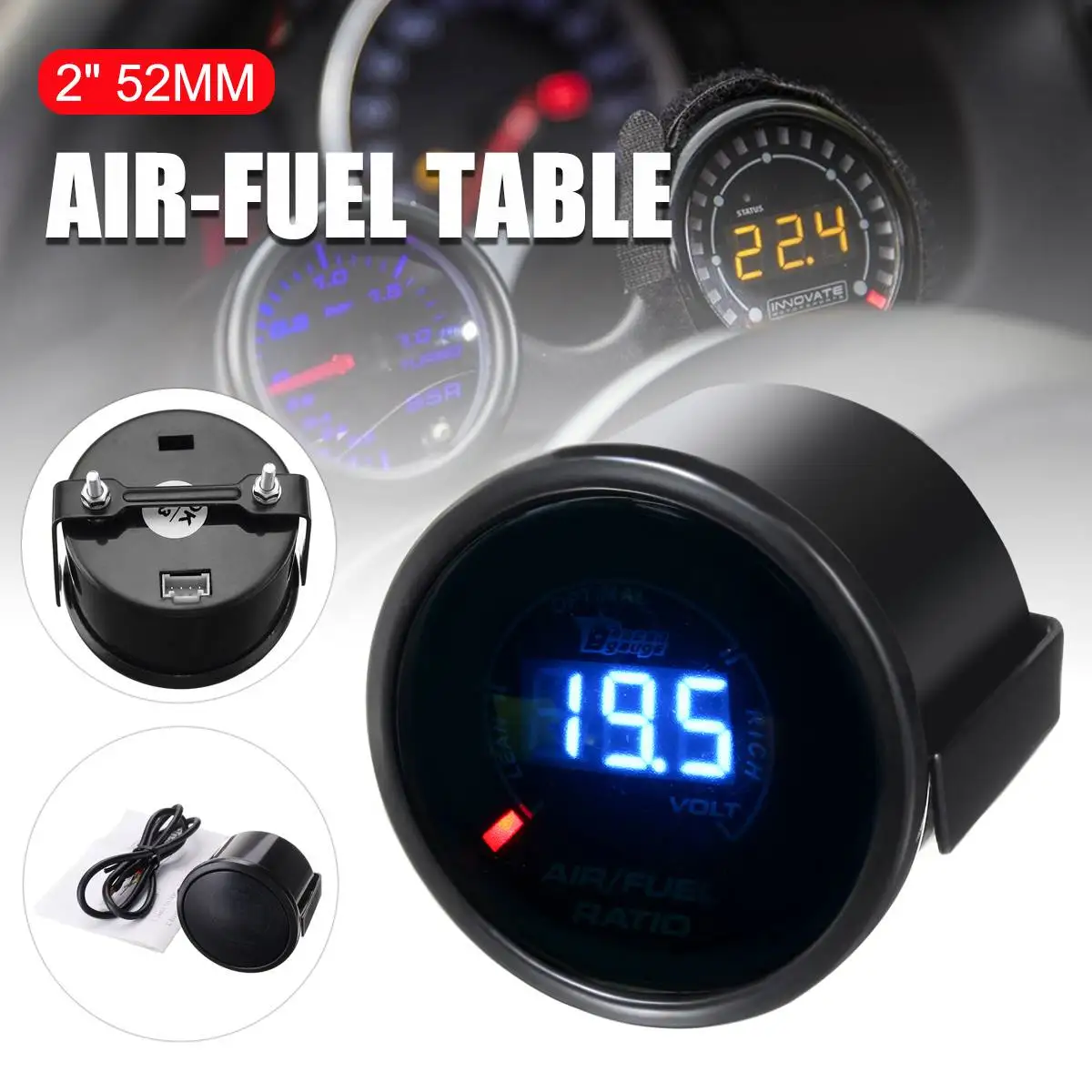 

2" 52MM 20 LED Digital Car Vehicle Air Fuel Ratio Monitor Racing Gauge Analog