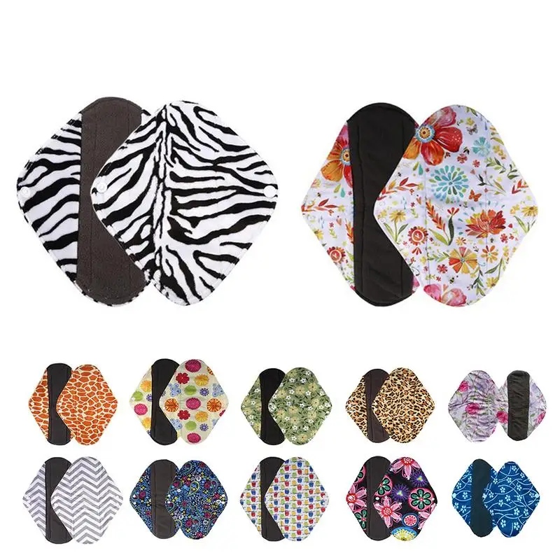 

Washable Sanitary Towel Pad Bamboo Charcoal Super Soft Multiple Patterns Menstrual Period Sanitary Pad Mix Size S M L XL 10Color
