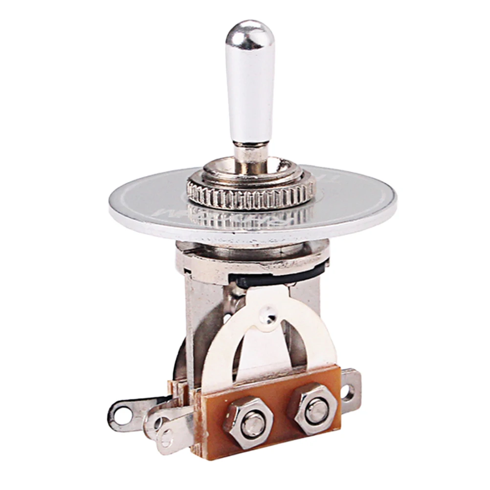 

GN119 3 Way Toggle Switch Pickup Selector with Silver Tip Treble Washer Ring for LP Electric Guitar (Silver)