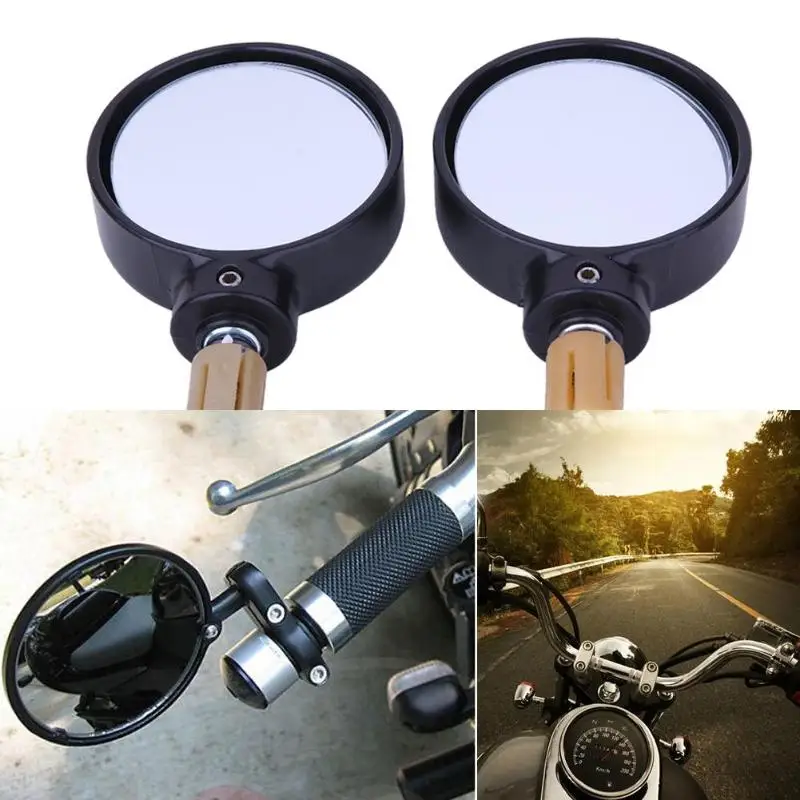

1 Pair Black Motorcycle Side Mirror Moto Handle Bar End Round Rearview Mirrors for 22mm Handlebar Electric Moto Accessories