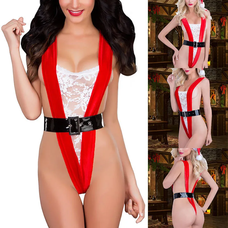 

Women Christmas Xmas Sexy Lingerie Red Lace Lingerie Sexy Hot Erotic Fancy Dress Sleepwear Customes Sexy Underwear