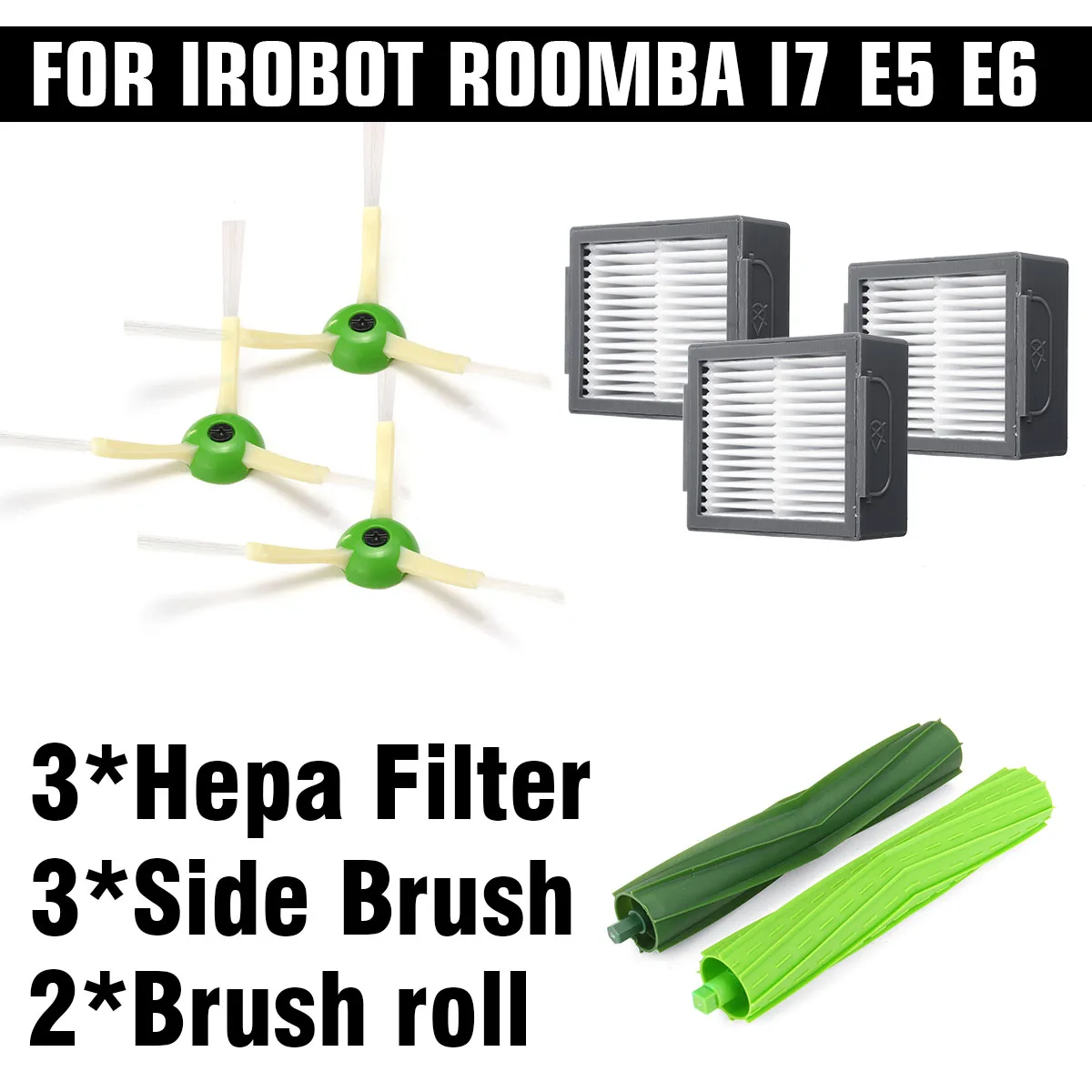 

Vacuum Cleaner HEPA Filter Side Brush Brush Roller for iRobot Roomba i7 E5 E6 Vacuum Cleaner Replacement Parts