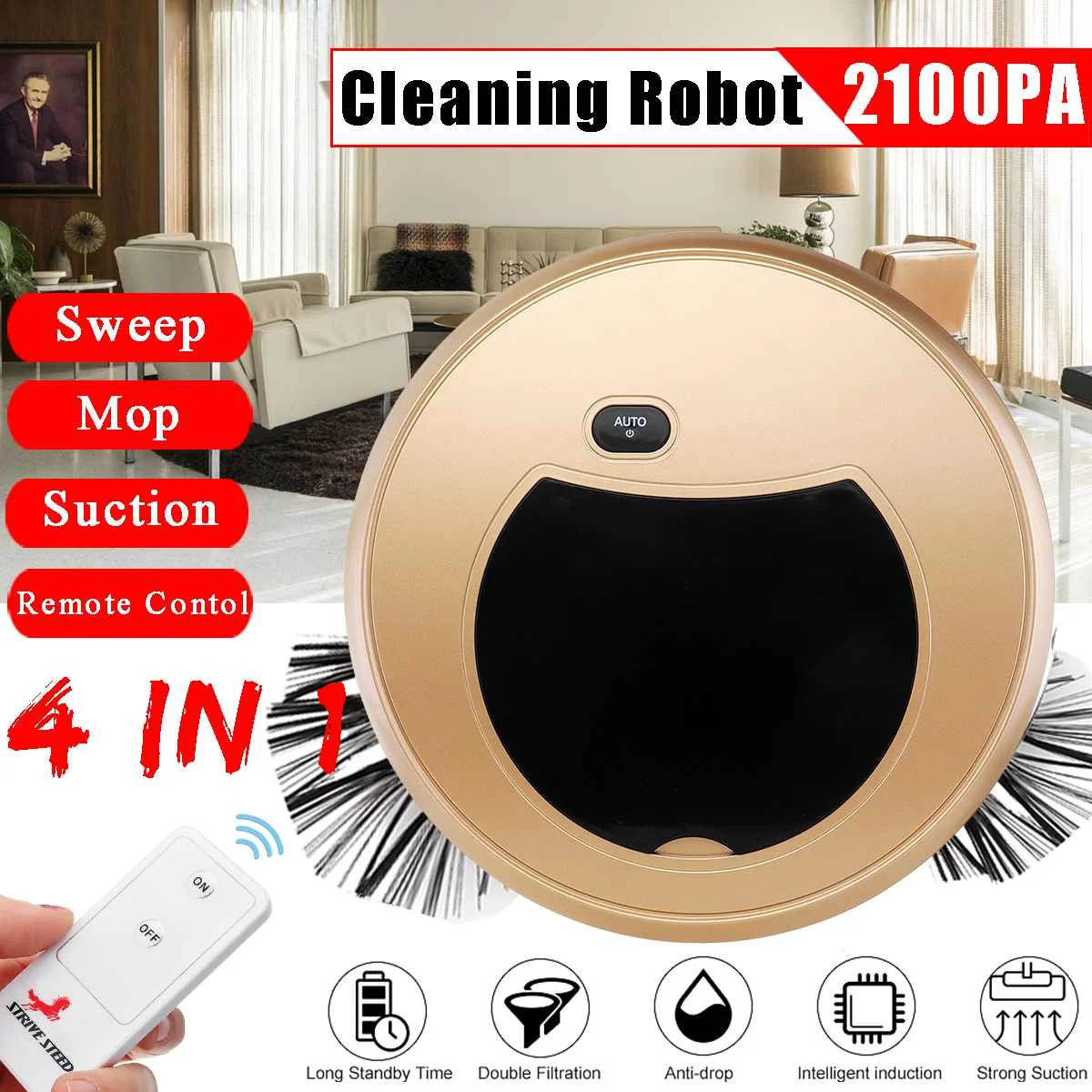 

4 IN 1 Automatic Vacuum Smart Cleaning Robot Cleaner Sweeper Mop With Remote Control Sweeping USB Charger Strong Suction