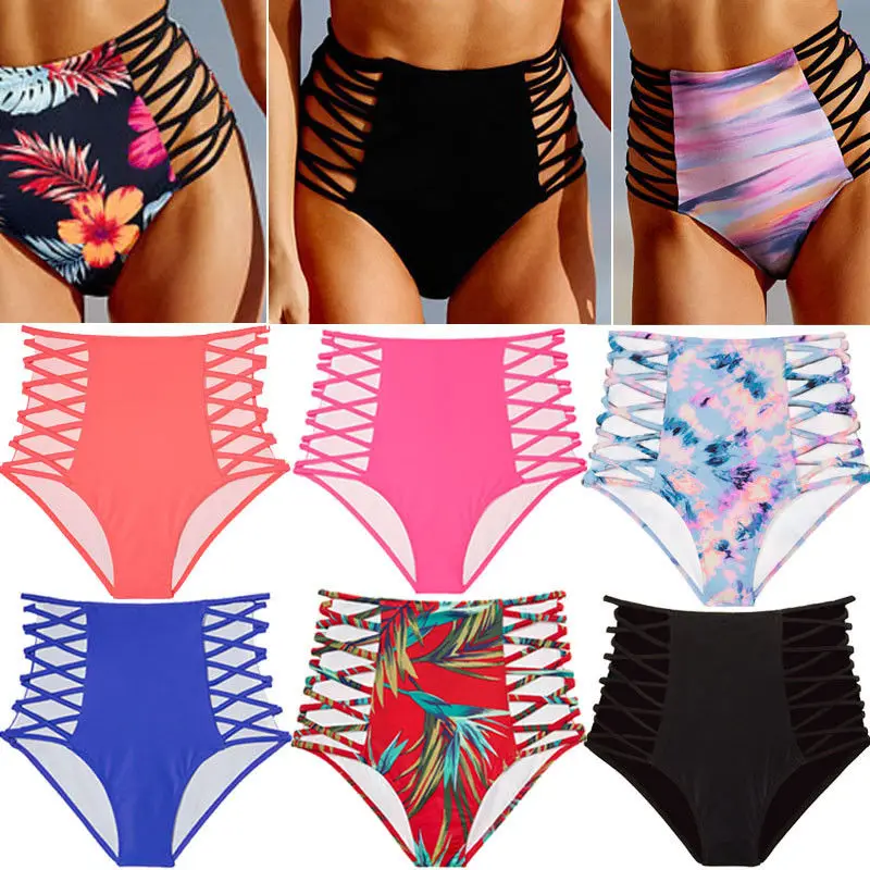 high waisted cut out bikini bottoms
