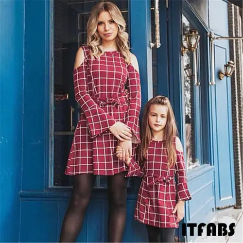 girls red plaid dress