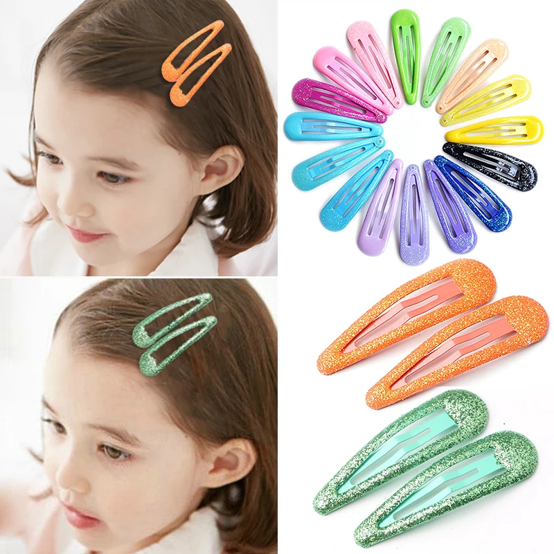 Fashion 20PCS Glitter Girls Hairpins Candy Color BB Clip For Kids