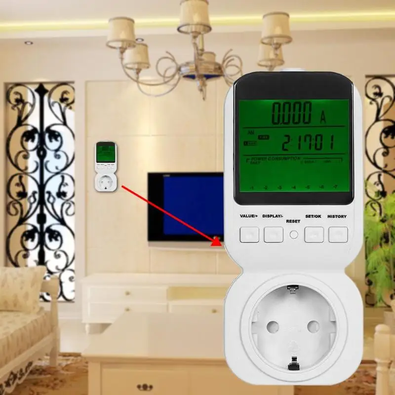

EU/US/UK Plug Digital Energy Meter Plug Volt Voltage Meter Watt Power Analyzer Electronic Power Energy Measuring Outlet Socket