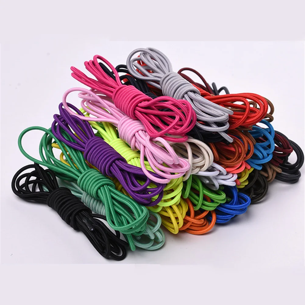 1 Pair Stretch Shoelace Round Multicolor Elastic Band High Elasticity Cheap Shoelaces Lazy No tie locking Candy Color Shoelace