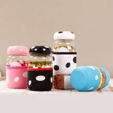 2 шт. стеклянная бутылка для воды с чайным впрыскивателем милый гриб дизайн 500 мл Прозрачный спортивный фруктовый тумблер с защитной сумкой