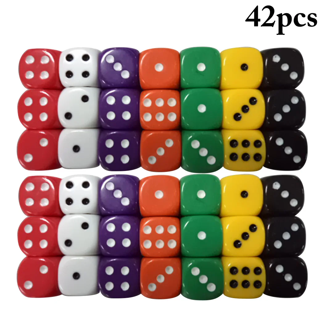 

42PCS Game Dice Creative Assorted Color Acrylic Dice 6-Sided Dice for Party