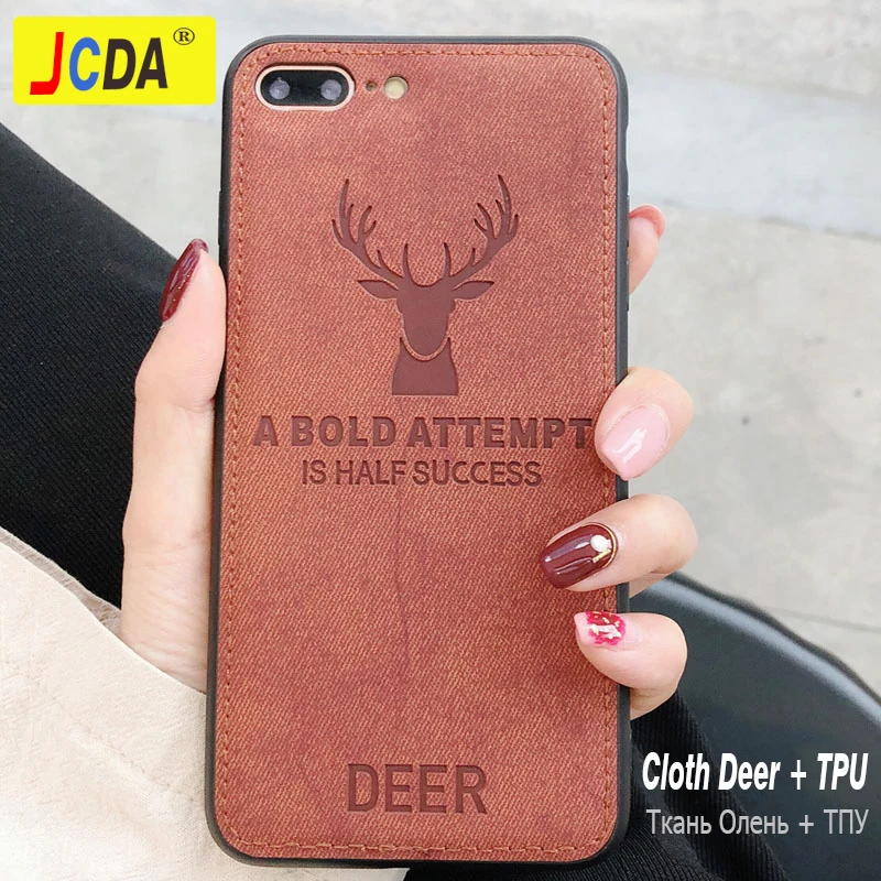 JCDA чехол для iPhone XR крышка 6 7 8 Plus X XS Max Чехлы Корпус ткань олень автомобиля S 9D